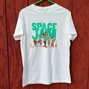 NWT Space Jam Men's Graphic T-Shirt Cotton‎ Short Sleeve White Size Large